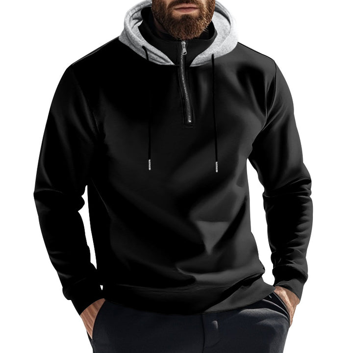 Men's half-zip hoodie with contrasting hood, drawstring and slim silhouette Mune Fashion