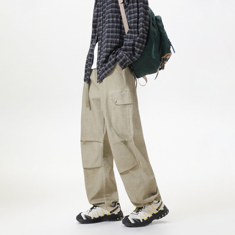 Men's Relaxed Cargo Pants with Elastic Waistband, Layered Panels and Utility Pockets Mune Fashion