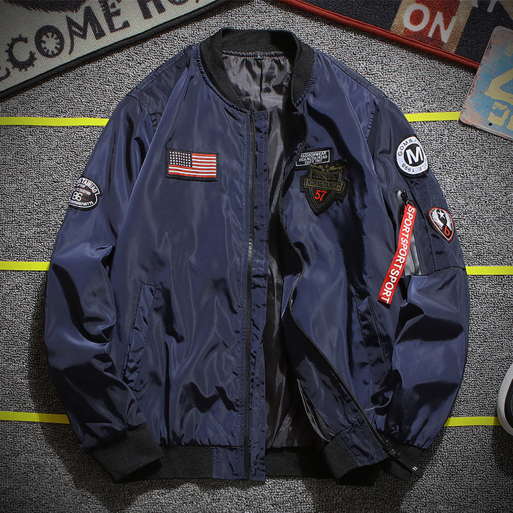 Men's stylish bomber jacket with patch details and arm pocket Mune Fashion