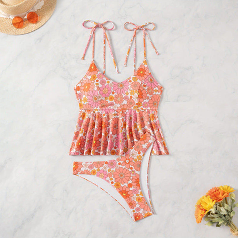 Women Flowing Flower Bikini Set Mune Fashion