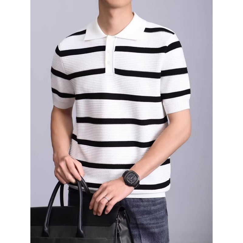 Men's Fashion Short Sleeve Polo Shirt with Knitted Pattern Mune Fashion