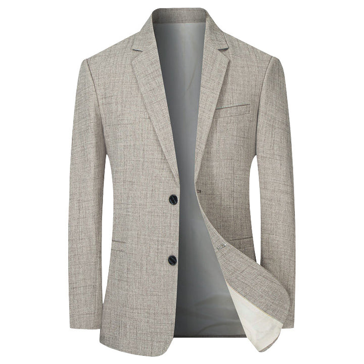 Men's Lightweight Linen Blazer Slim-Fit Two-Button Jacket Breathable Mune Fashion