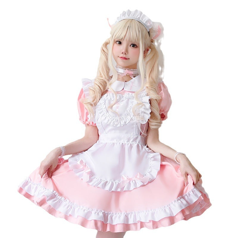 Women playful costume dress with apron and cat ears Mune Fashion