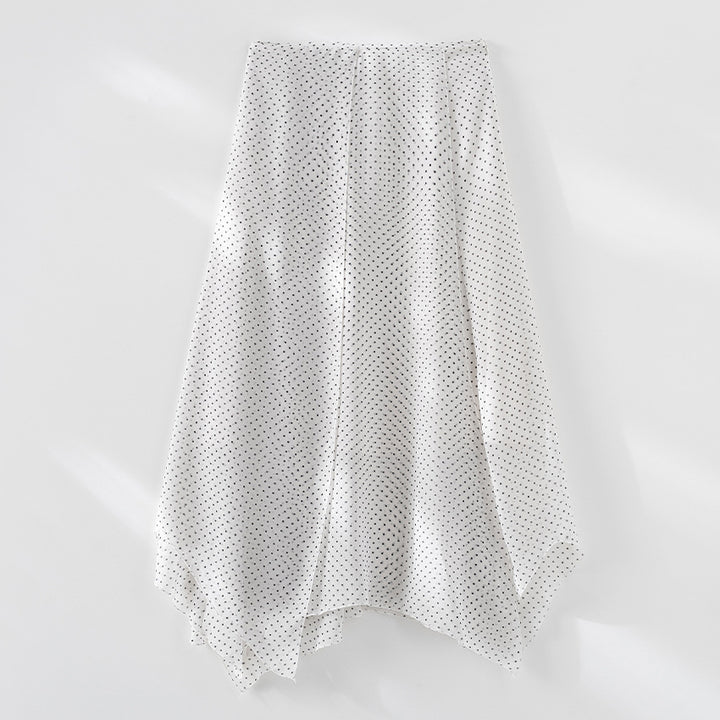 Women Chiffon Blouse with Bow Collar, Polka Dot Pattern and Pleat Detail Mune Fashion