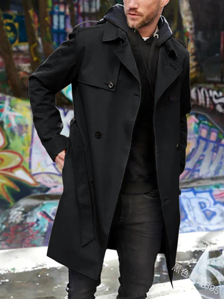 Men's Lightweight Double-Breasted Trench Coat with Water-Repellent Coating Mune Fashion