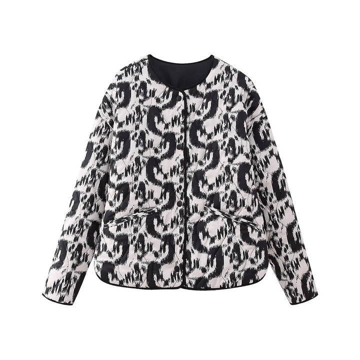 Ladies Nan Quilted Ikat Print Quilted Jacket with Round Neckline, Contrast Piping and Patch Pockets Mune Fashion