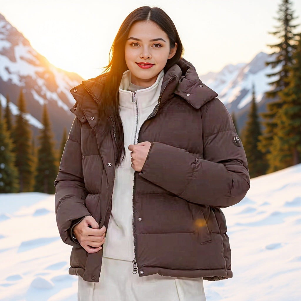 Women's Padded Down-Look Quilted Jacket with Removable Hood Mune Fashion