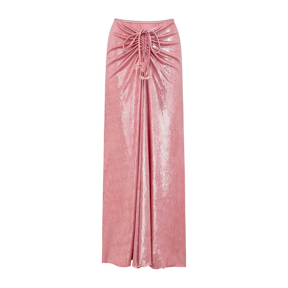Ladies Luxurious Swimsuit with Off-Shoulder Ruffle Straps and Matching Maxi Skirt Mune Fashion