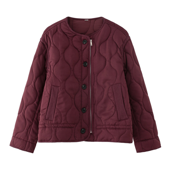 Women's quilted jacket with round quilted pattern, round neck and two-way zip Mune Fashion