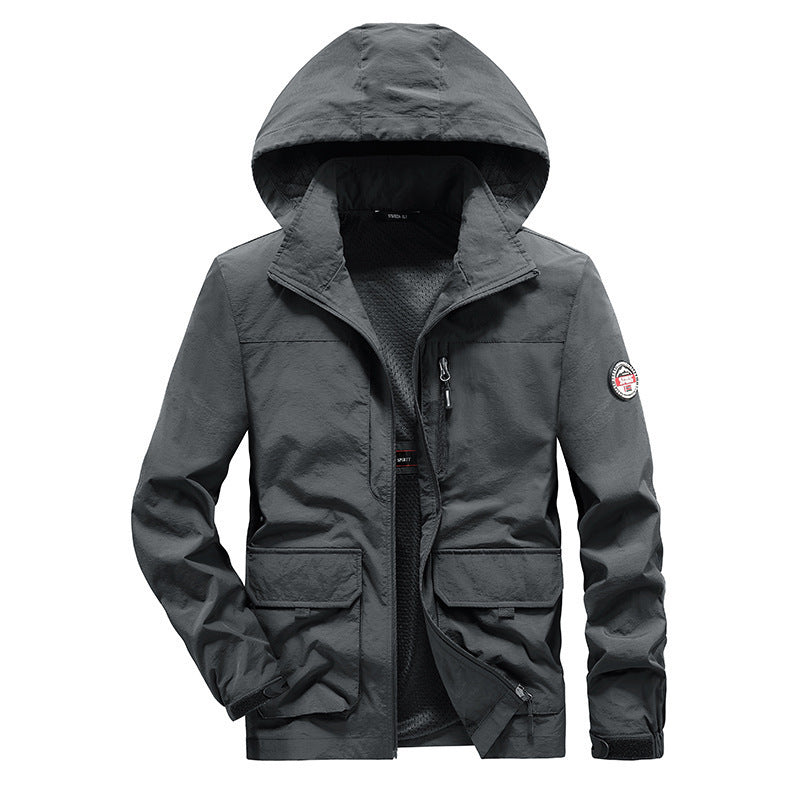 Men's Ultra-Light Hooded Field Jacket with Mesh Lining and Multiple Pockets Mune Fashion