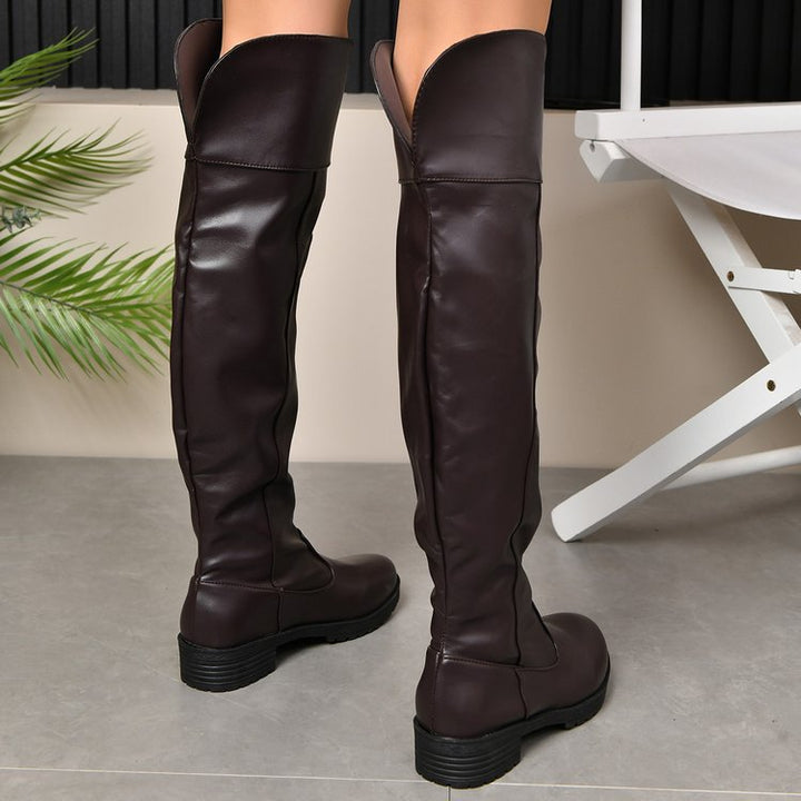 Women's knee-high boots with fold-over shaft and lightweight block heel Mune Fashion