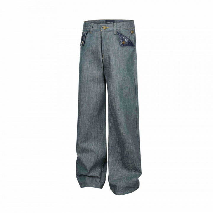 Women's Wide High-Waist Jeans with Patch Pockets and Wide Leg Mune Fashion