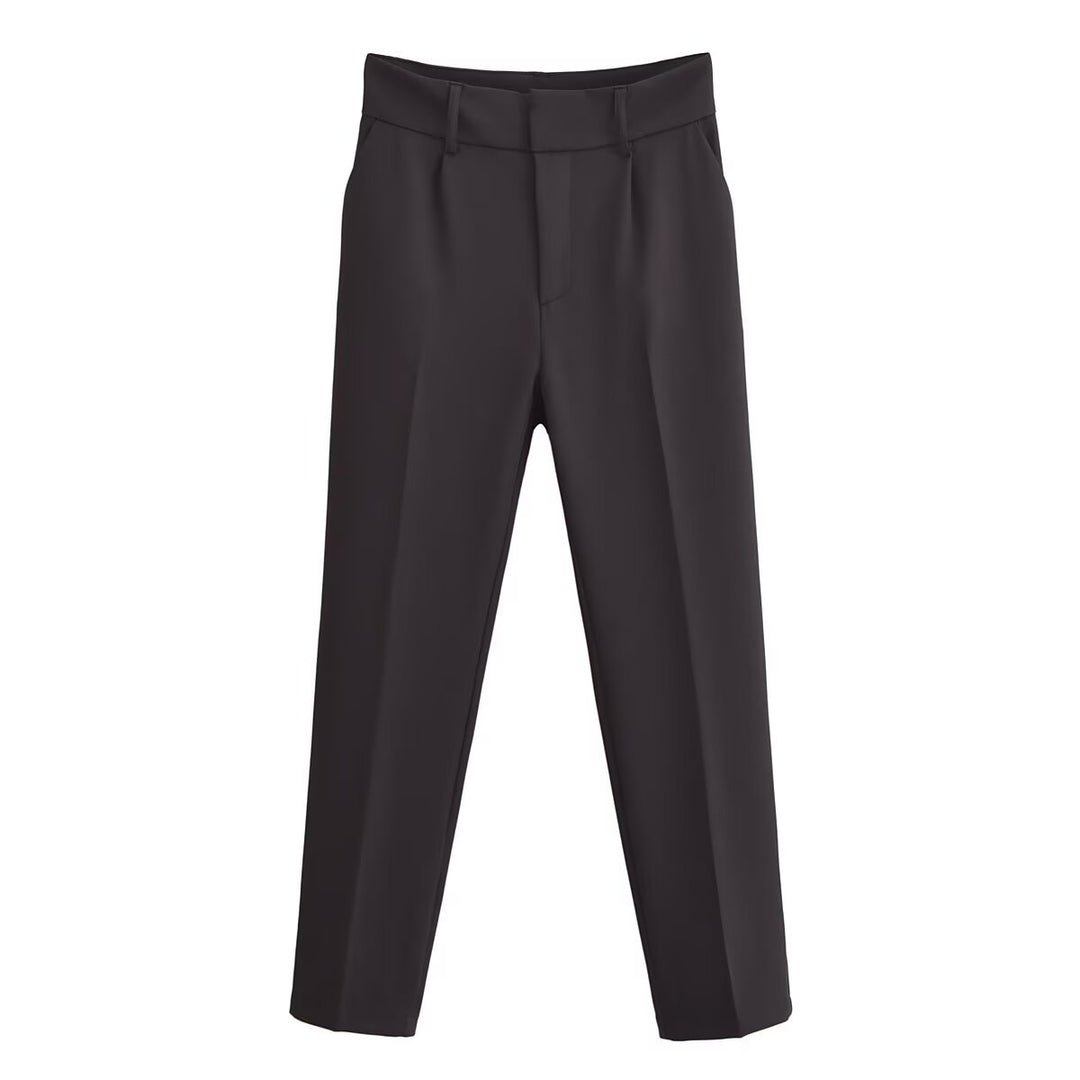 Women slim fit suit trousers with crease and elastic waistband Mune Fashion
