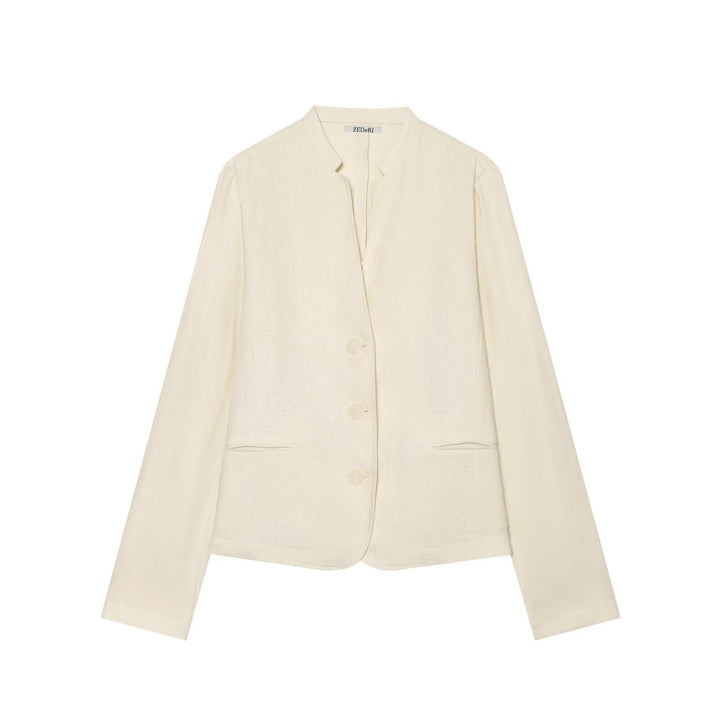 Women's short blazer without collar with straight hem and three buttons Mune Fashion