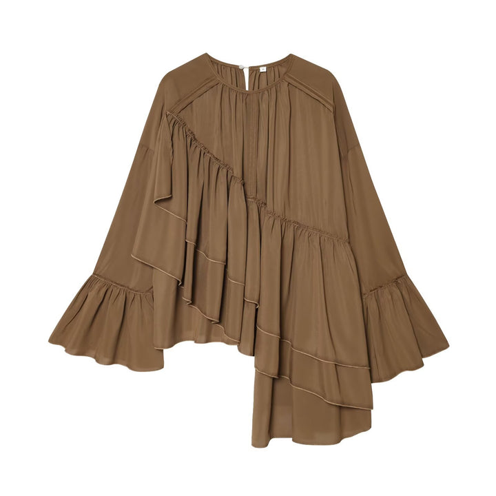 Women's asymmetrical ruffle tunic with gathers Mune Fashion
