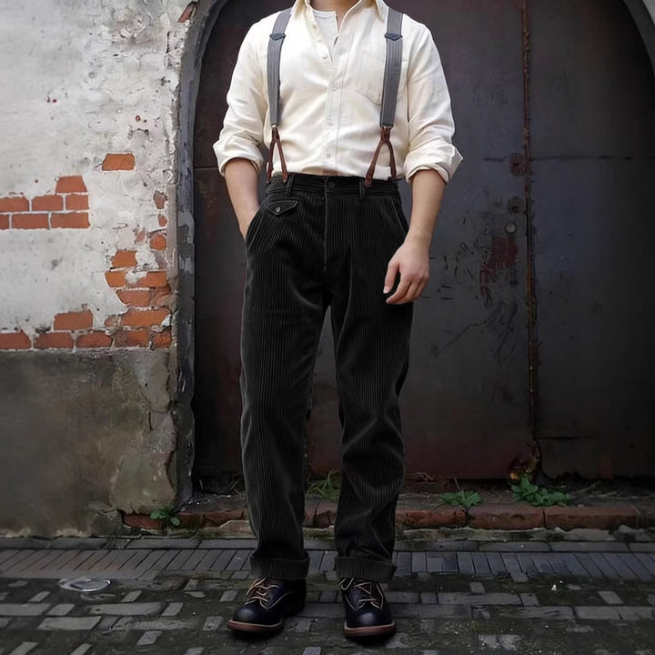 Men's corduroy pants with high waist, wide cord and buttoned flap pocket Mune Fashion