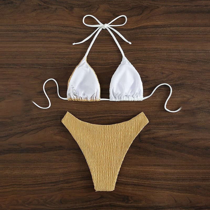 Women's Triangle Bikini with sophisticated wave pattern and adjustable straps Mune Fashion