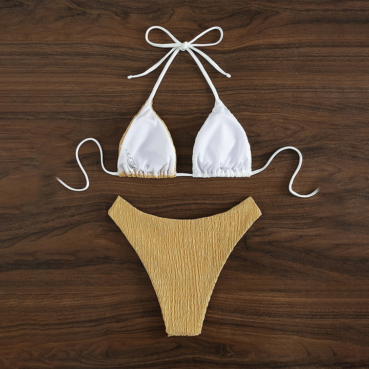 Women's Triangle Bikini with sophisticated wave pattern and adjustable straps Mune Fashion