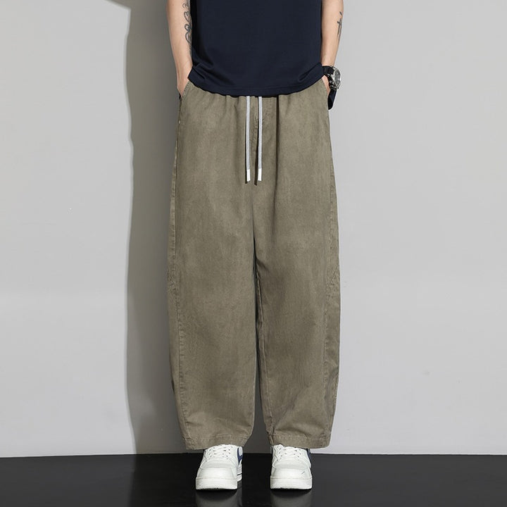Men's loose casual harem pants with drawstring and elastic hem Mune Fashion