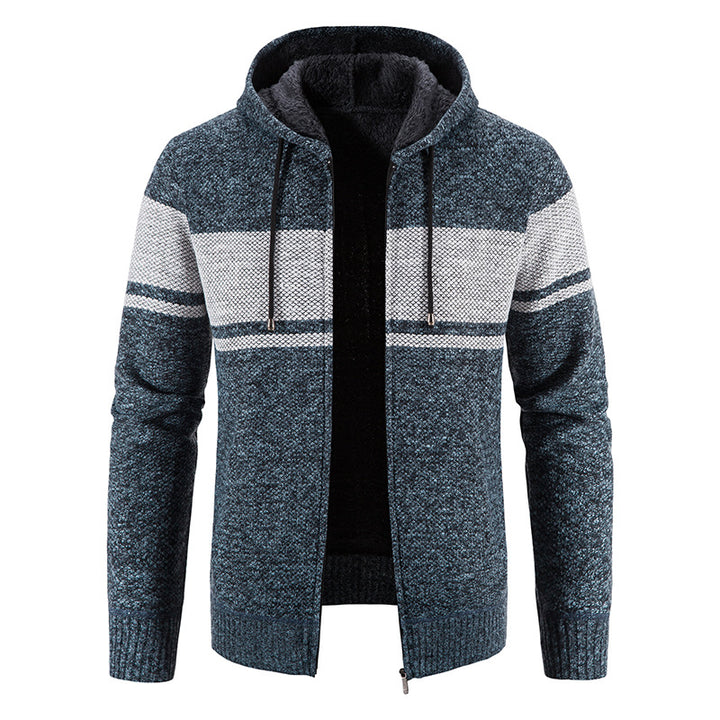 Men's padded knitted hoodie with teddy lining, full zipper and drawstring Mune Fashion