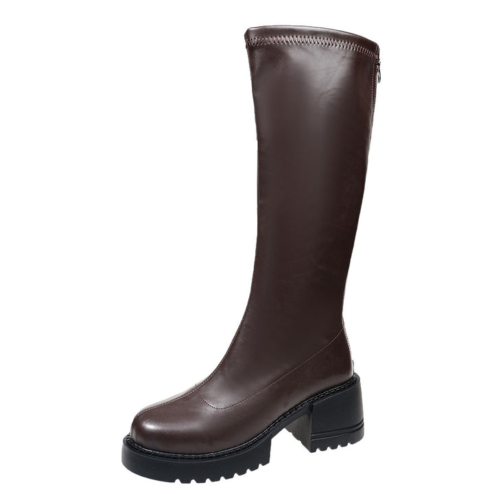 Women High-Quality Block Heel Boots Mune Fashion