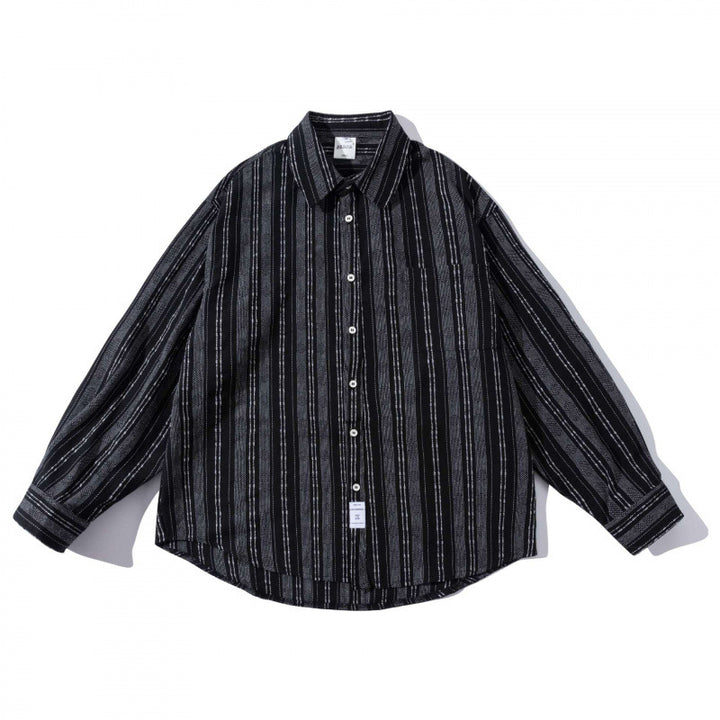 Men's oversized shirt in boxy cut with textured stripe pattern and rounded hem Mune Fashion