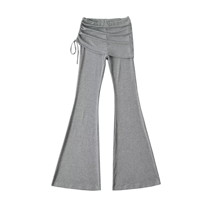 Women’s flared trousers with integrated mini skirt overlay and drawstring Mune Fashion