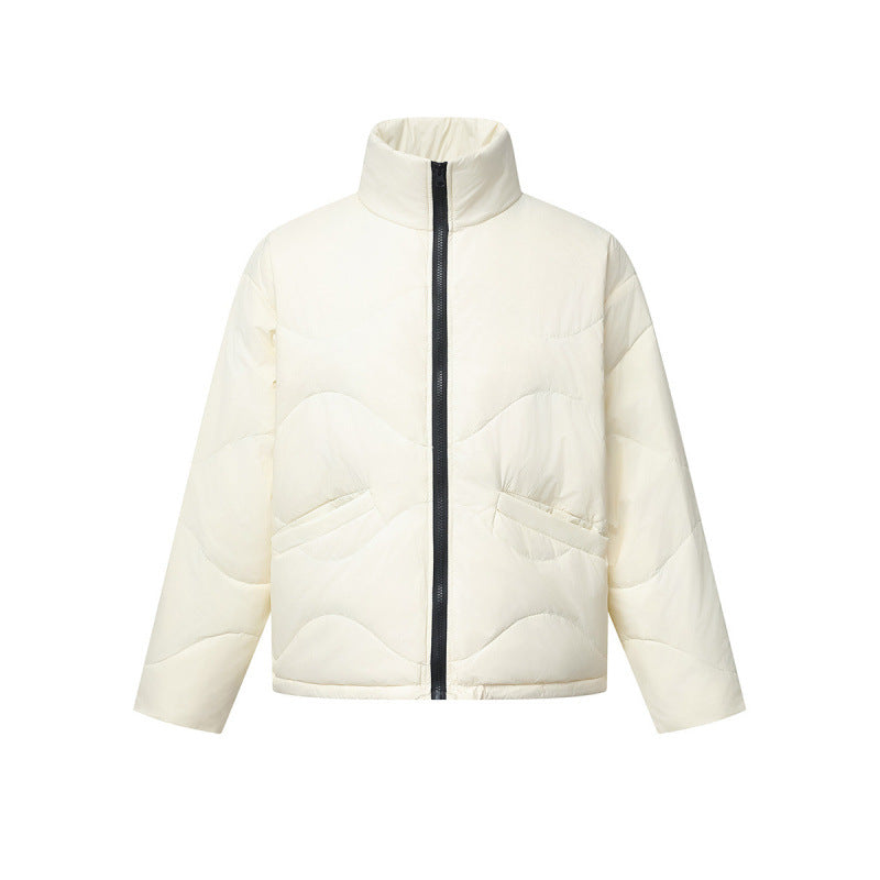Women's short padded quilted jacket with wave quilting and high stand-up collar Mune Fashion