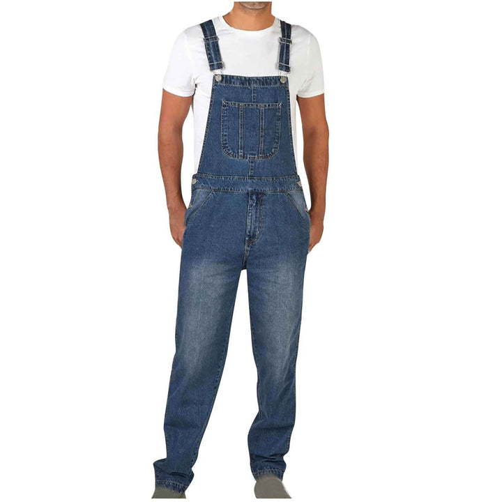 Men's Jeans Overalls with Pockets and Adjustable Straps