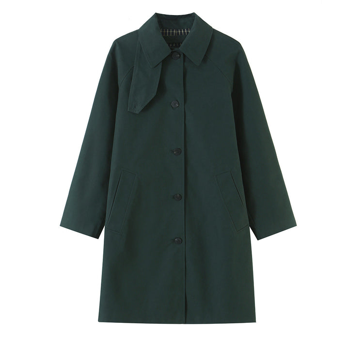 Women's Water-Repellent Trench-Inspired Coat with Shirt Collar and Patch Pockets Mune Fashion