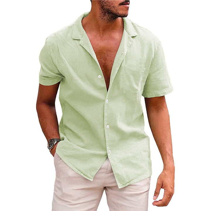 Men's Short Sleeve Leisure Shirt made of Lightweight Linen Mune Fashion