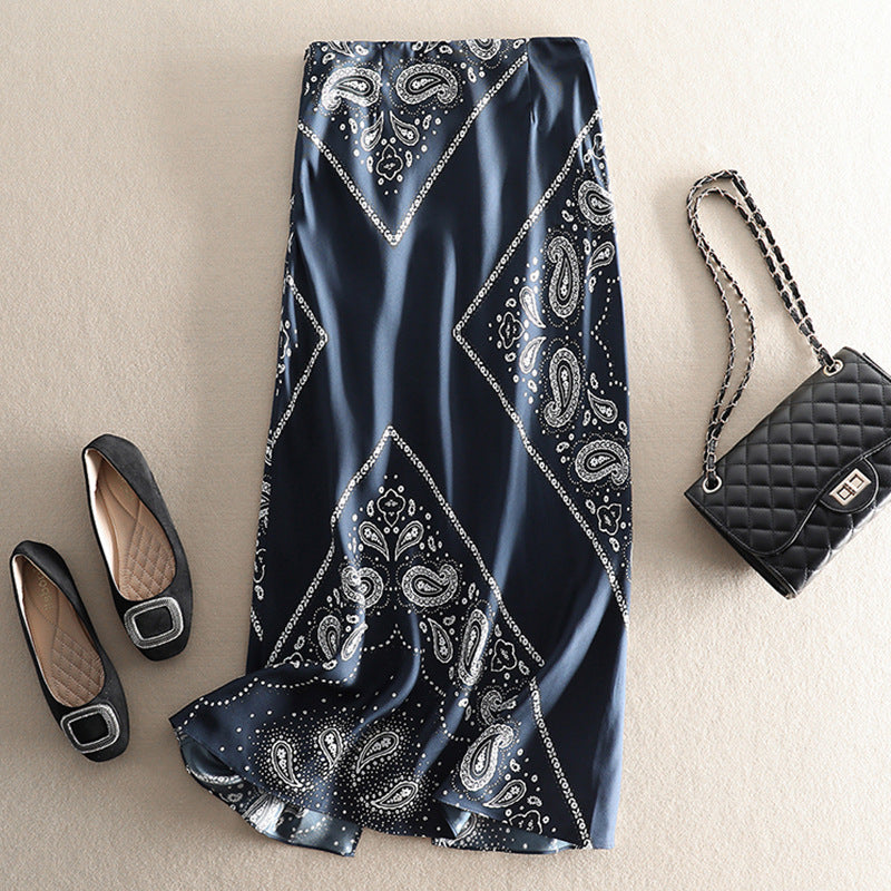 Ladies Elegant Long Skirt with Paisley Pattern Mune Fashion