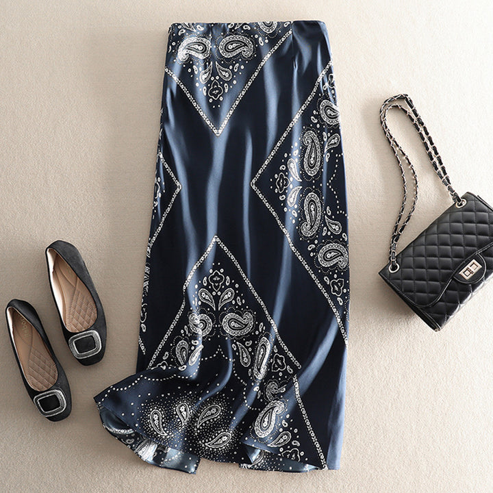 Ladies Elegant Long Skirt with Paisley Pattern Mune Fashion
