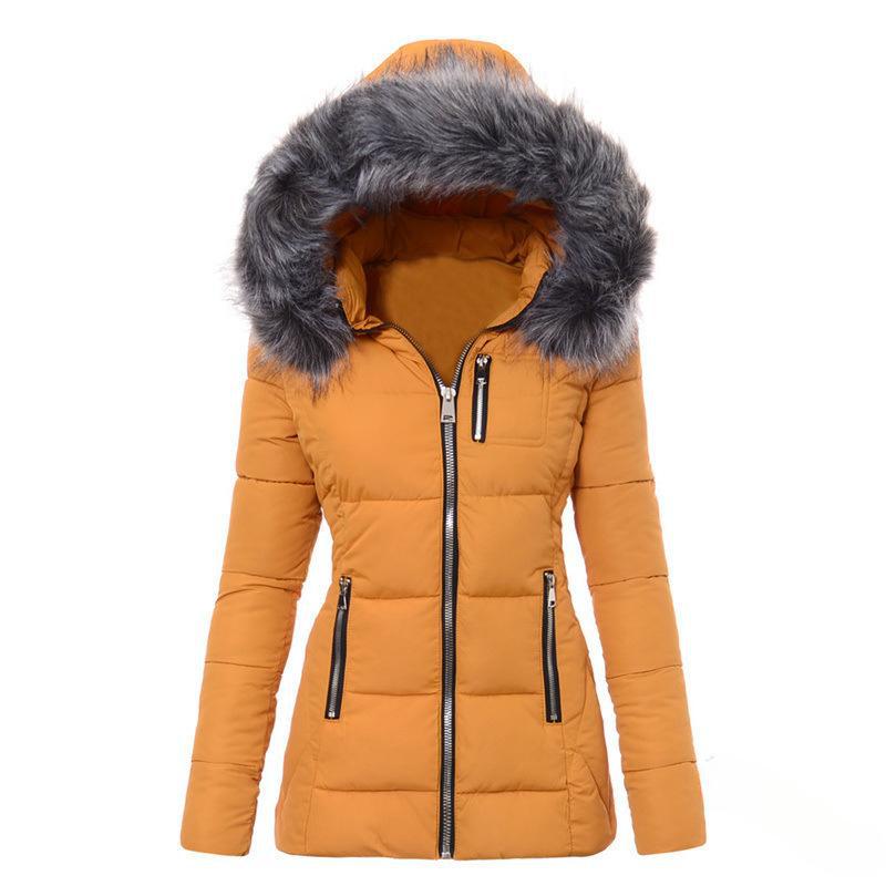 Women’S Winter Jacket with Removable Faux Fur Collar Mune