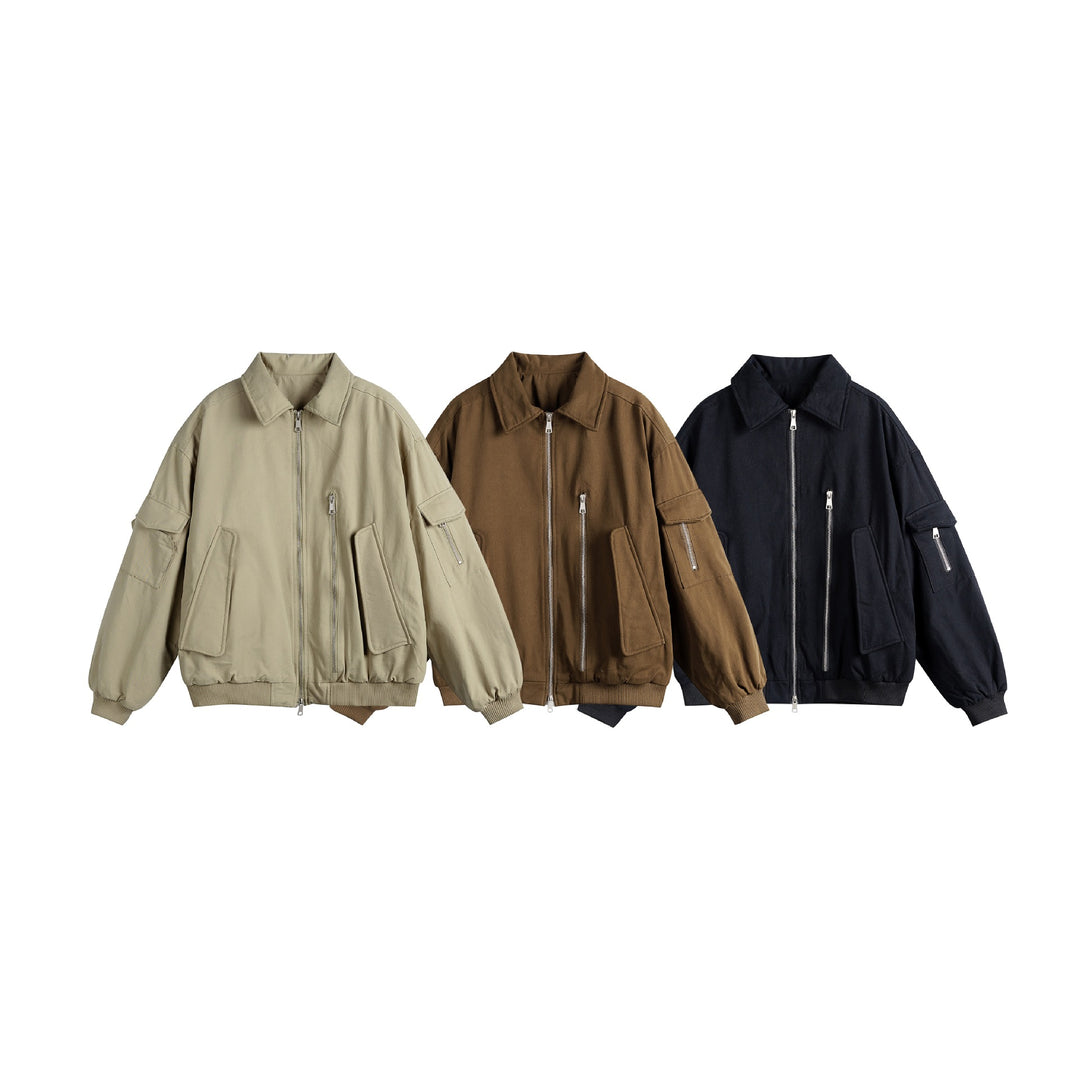 Unisex Boxy Utility Blouson Jacket with Zip Details and Functional Flap Pockets Mune Fashion
