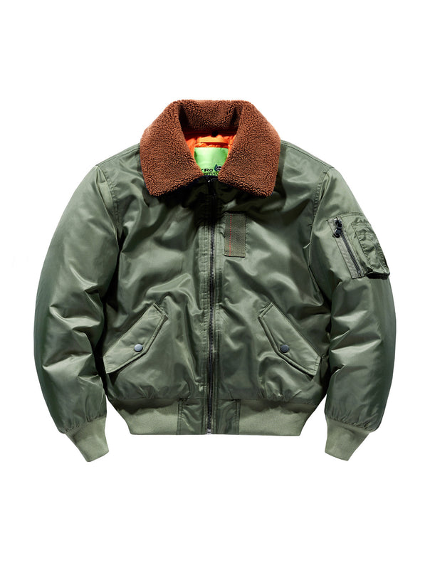 Men's pilot bomber jacket with teddy collar and utility arm pocket Mune Fashion