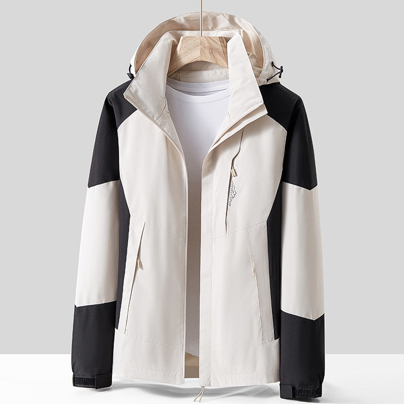 Unisex Breathable Softshell Outdoor Jacket in Colorblock Design with Adjustable Hood and Concealed Two-Way Zipper Mune Fashion