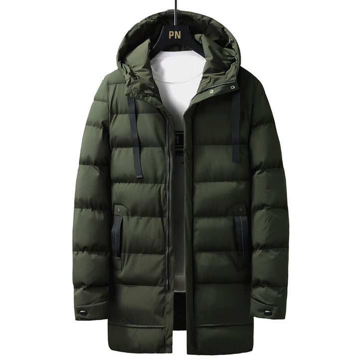 Men's Long Quilted Thermal Parka with Hood, Zipper & Utility Pockets Mune Fashion