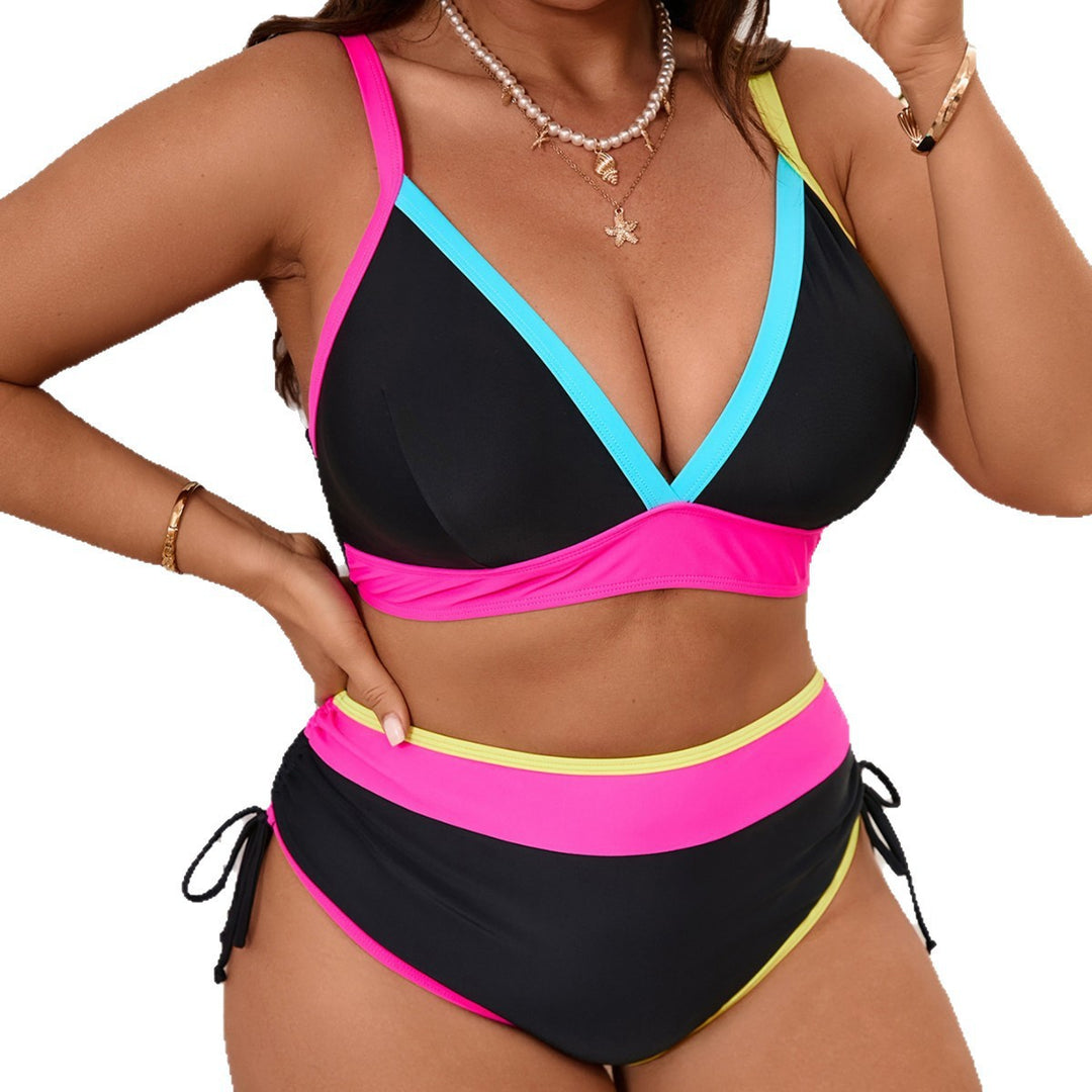 Women's sporty bikini set with high-waisted bottoms and trendy color contrast Mune Fashion