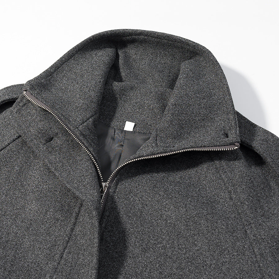 Women's short cut wool blend cropped jacket with stand-up collar, epaulettes, and adjustable sleeve straps Mune Fashion