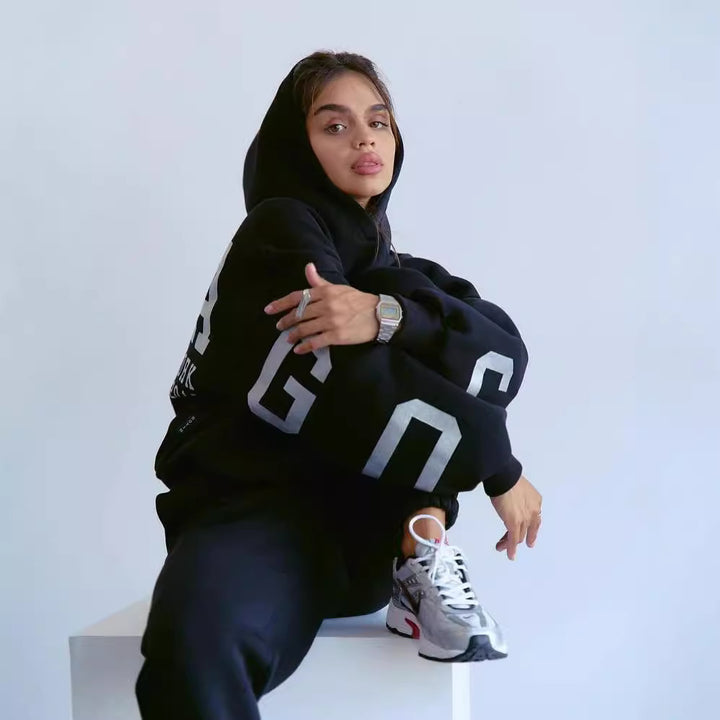 Women's Oversized Hoodie with large block print Mune Fashion