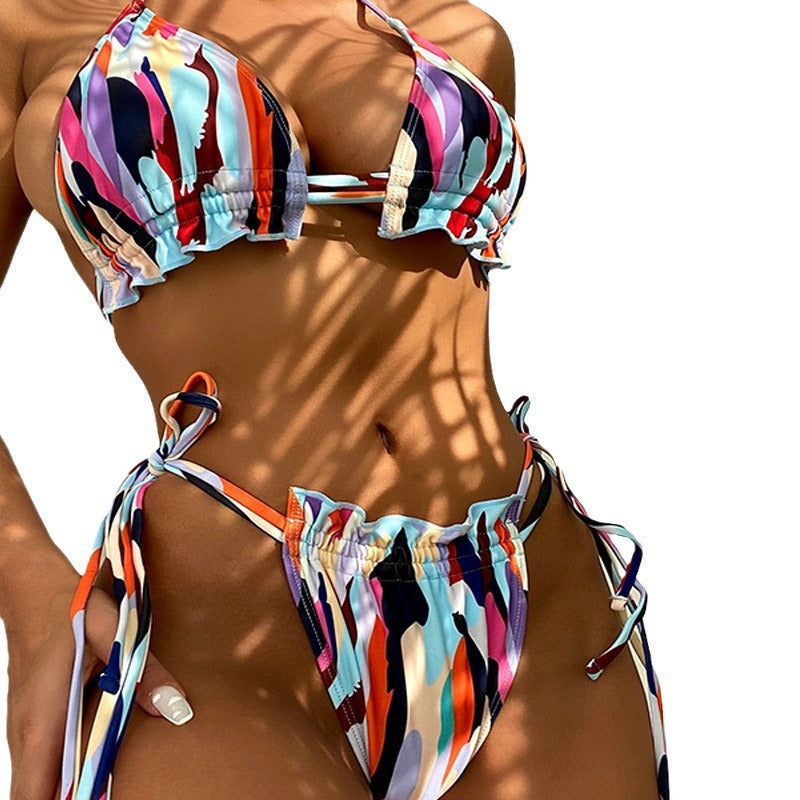 Women's Refined Bikini with Ruffles and Side Ties Mune Fashion