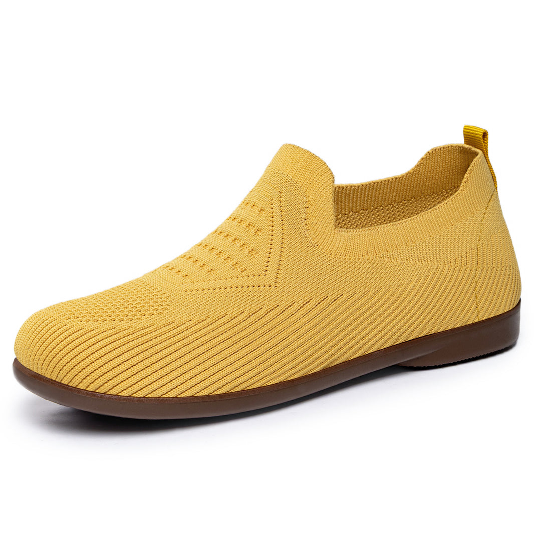 Women's knitted comfort slip-on half shoe with sock-like shaft, padded memory insole and flexible lightweight sole Mune Fashion