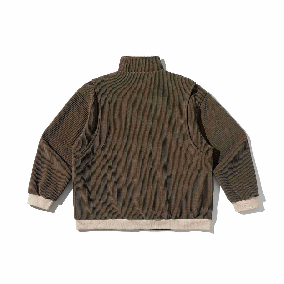 Unisex Short Ribbed Zip Jacket with Stand-up Collar and Contrast Trimmings Mune Fashion