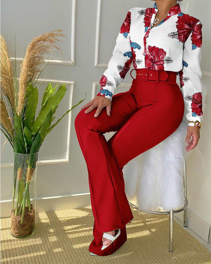Women's high-waisted flared pants with wide waistband and body-shaping seams Mune Fashion