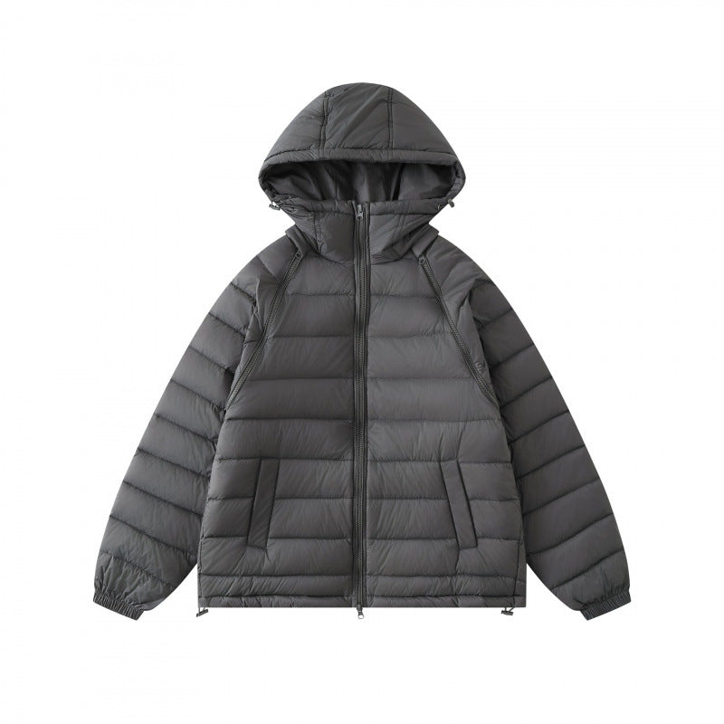 Unisex Lightly Padded Hooded Jacket with Two-Way Zipper and Adjustable Hem Mune Fashion