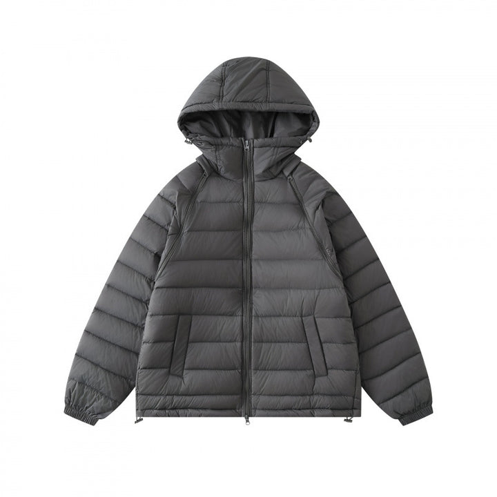 Unisex Lightly Padded Hooded Jacket with Two-Way Zipper and Adjustable Hem Mune Fashion