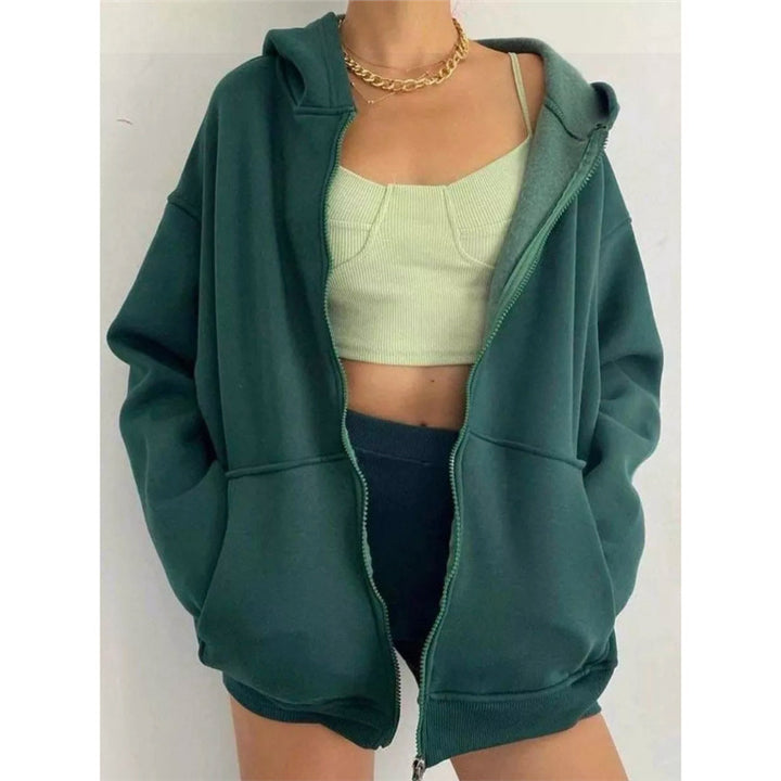 Women oversized hoodie jacket with zipper and kangaroo pockets Mune Fashion