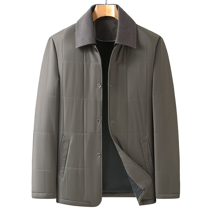 Men's Quilted Casual Jacket with Shirt Collar and Visible Button Placket Mune Fashion