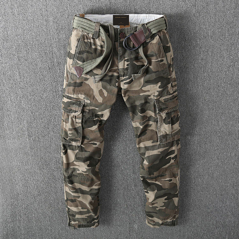 Men's cargo pants with multiple pockets, adjustable leg cuffs, and belt Mune Fashion
